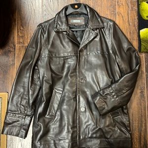 Kenneth Cole Reaction, Leather Jacket, Brown, XL, Soft, 3 Buttons